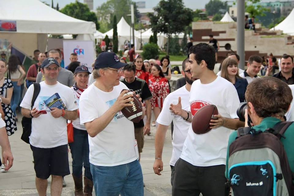 U.S. Ambassador Richard Norland plays American football in Tbilisi geotv.ge